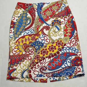 📌5/$25 Talbots Petite Mini Paisley Pencil Skirt Colorful Womens Size 2 Petite